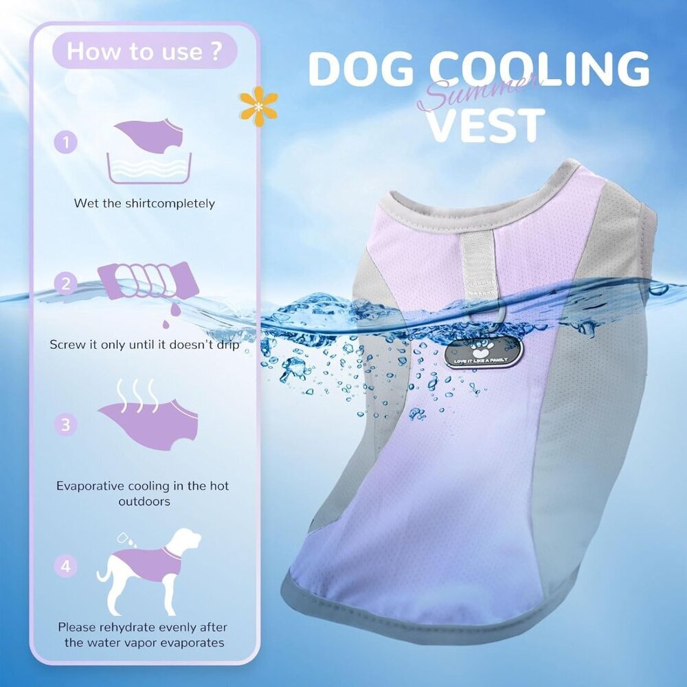 Comfortable Dog Cooling Vest with D-Ring - Stylish & Breathable for Small Breeds - Picture 3 of 7